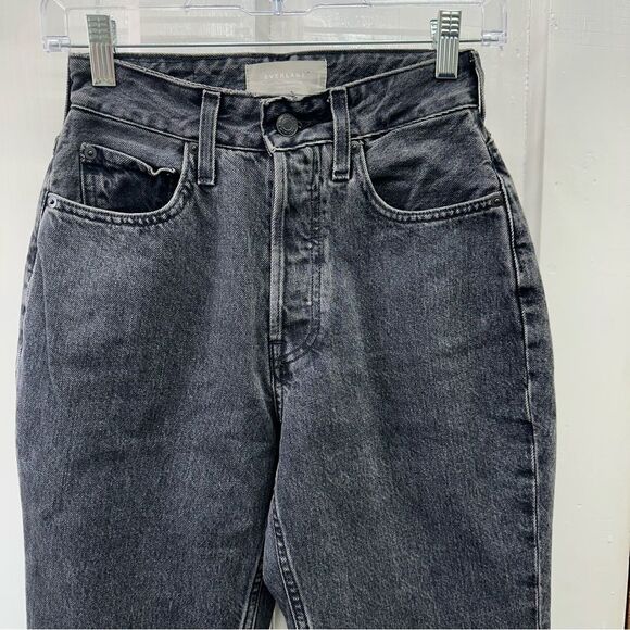 Everlane curvy 90's cheeky straight ankle button fly black jeans women's 25 - Picture 2 of 8